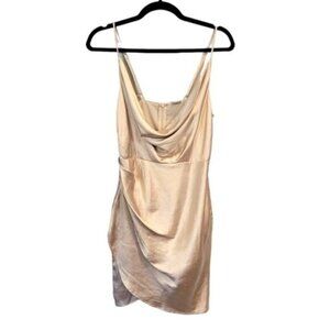 Selfie Leslie | Faux Wrap Satin Mini Dress Champagne